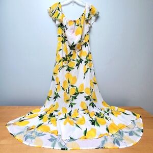 RUIYIQE | Sheer Lemon Patterned Maxi Dress, Sz. S